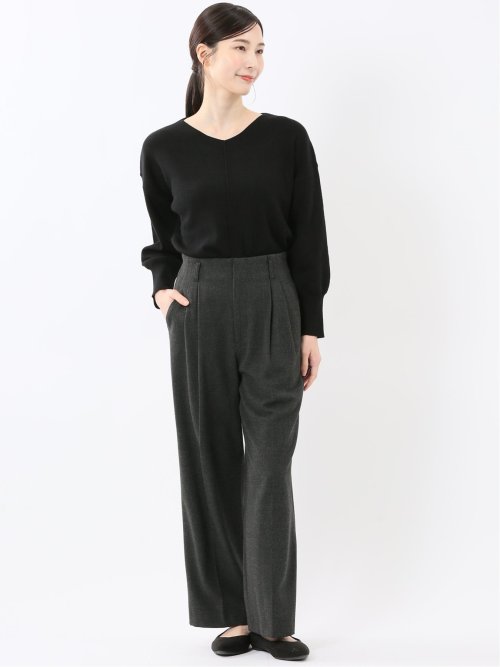 ハンドウォッシャブル センターハギ Vネック ニットプルオーバー