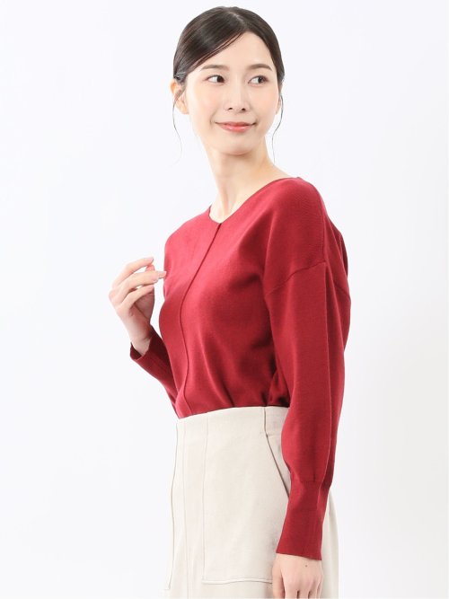 ハンドウォッシャブル センターハギ Vネック ニットプルオーバー