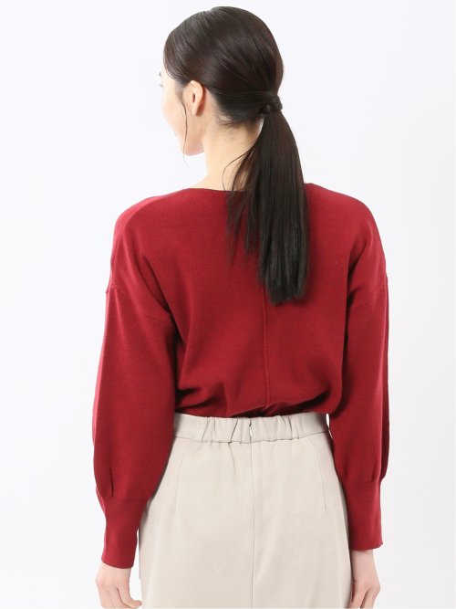 ハンドウォッシャブル センターハギ Vネック ニットプルオーバー