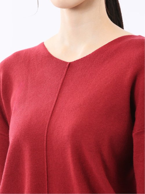 ハンドウォッシャブル センターハギ Vネック ニットプルオーバー