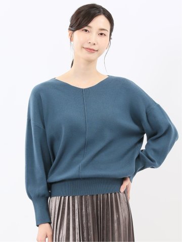 ハンドウォッシャブル センターハギ Vネック ニットプルオーバー