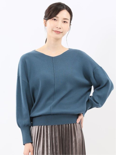 ハンドウォッシャブル センターハギ Vネック ニットプルオーバー