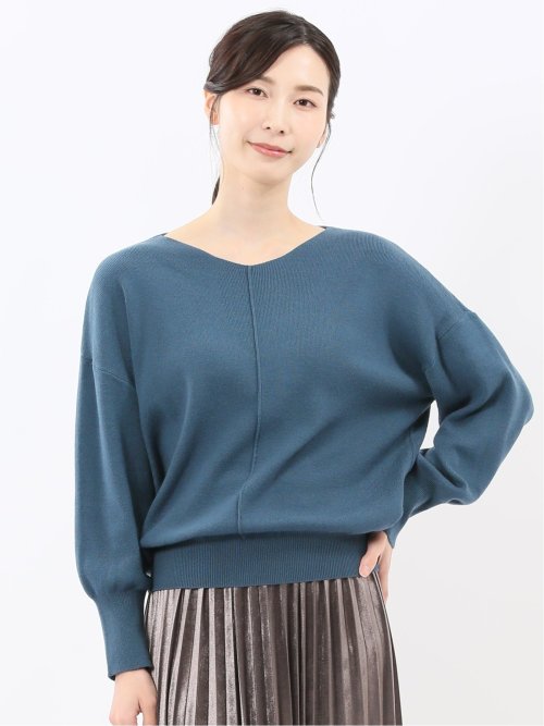 ハンドウォッシャブル センターハギ Vネック ニットプルオーバー