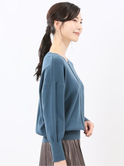 ハンドウォッシャブル センターハギ Vネック ニットプルオーバー