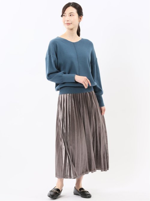 ハンドウォッシャブル センターハギ Vネック ニットプルオーバー