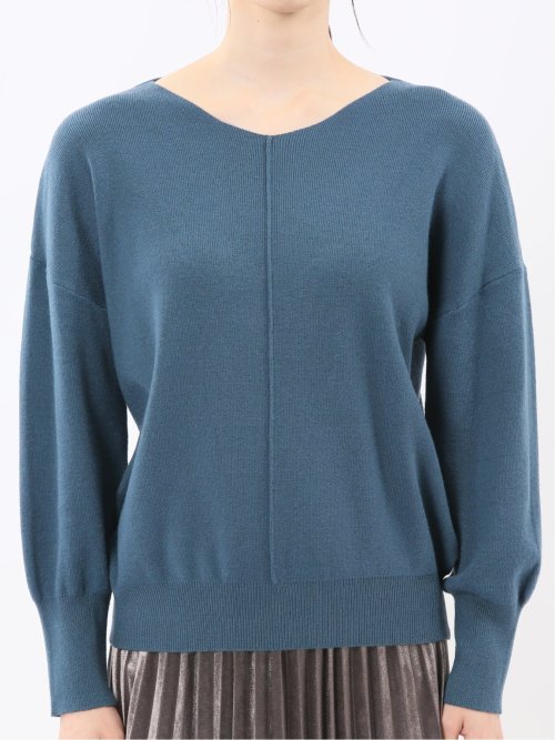 ハンドウォッシャブル センターハギ Vネック ニットプルオーバー