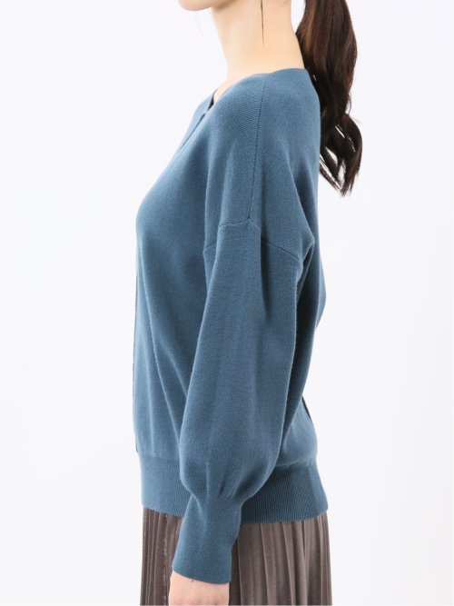 ハンドウォッシャブル センターハギ Vネック ニットプルオーバー