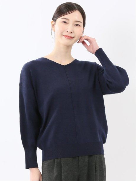 ハンドウォッシャブル センターハギ Vネック ニットプルオーバー