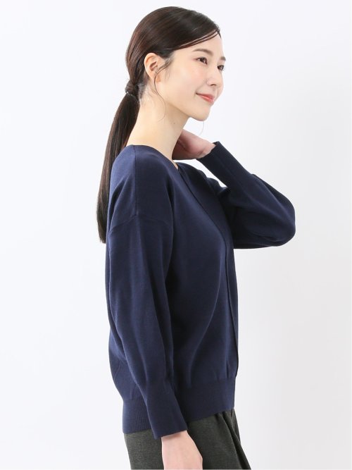ハンドウォッシャブル センターハギ Vネック ニットプルオーバー