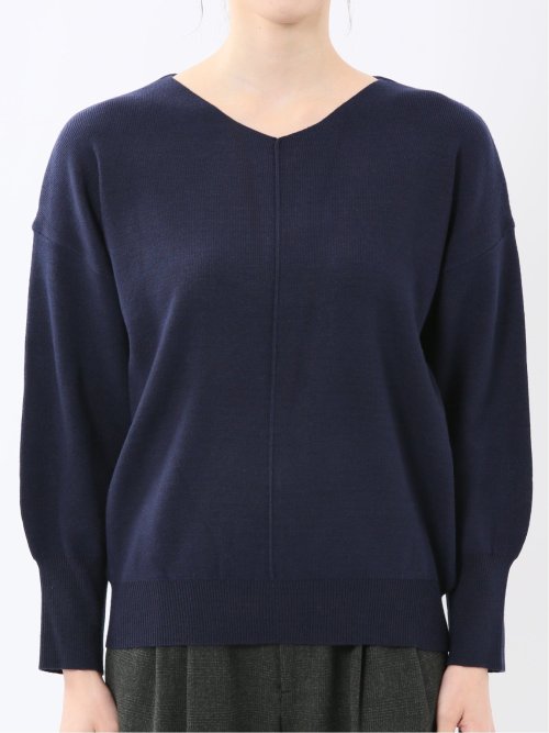 ハンドウォッシャブル センターハギ Vネック ニットプルオーバー
