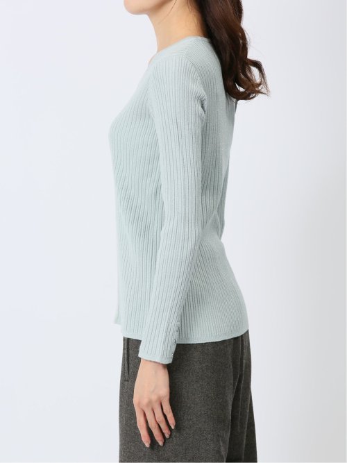 ラメリブニット Vネックプルオーバー