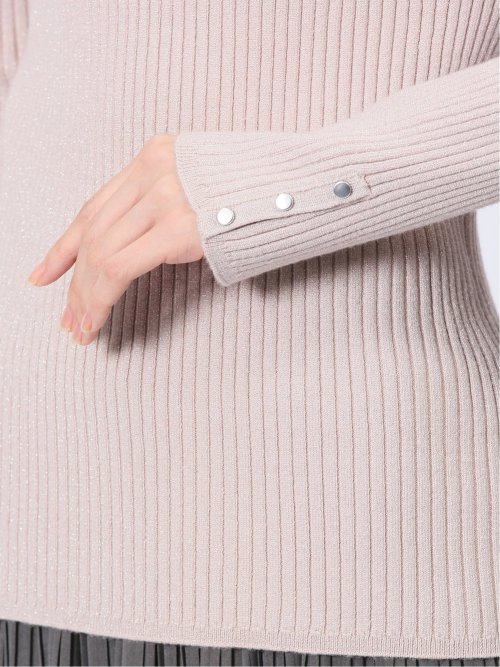 ラメリブニット ハイネックプルオーバー