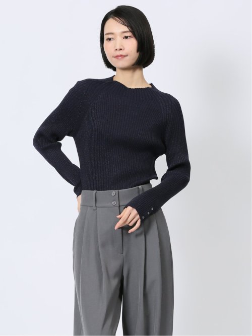 ラメリブニット ハイネックプルオーバー