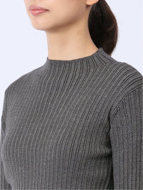 ラメリブニット ハイネックプルオーバー