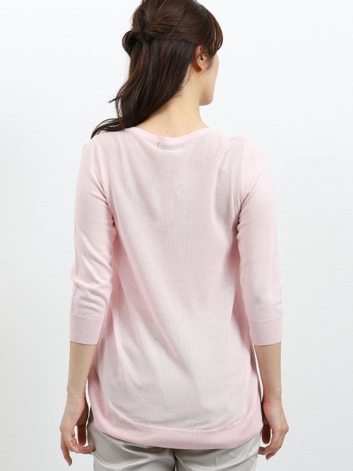 レビータ編地切替Vネック長袖プルオーバーニット