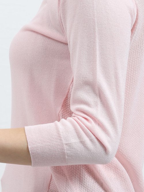 レビータ編地切替Vネック長袖プルオーバーニット