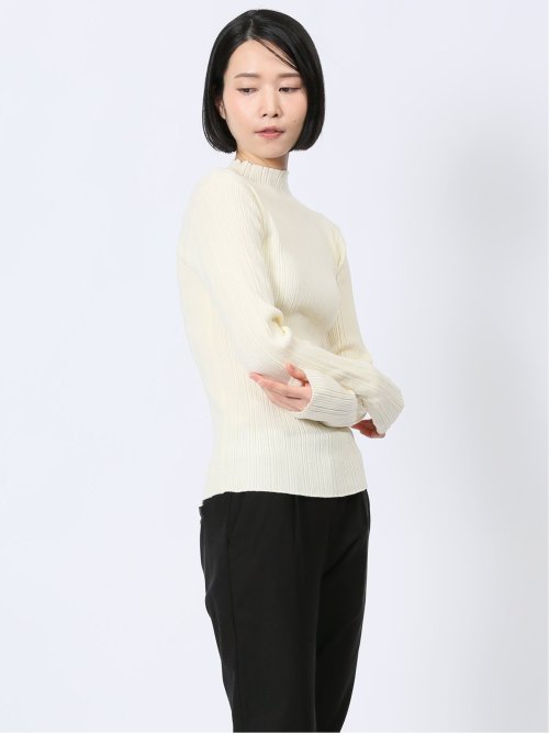 ハンチ/HUNCH やわもちヤーン ハイネック ランダムリブニット(FREE 02