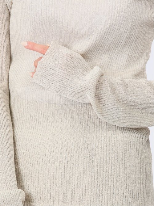 ハンチ/HUNCH ラメシアー ハイネックリブニット