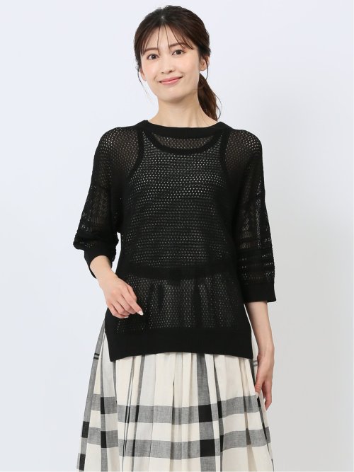 ハンチ/HUNCH 麻タッチ クロシェ風ニット