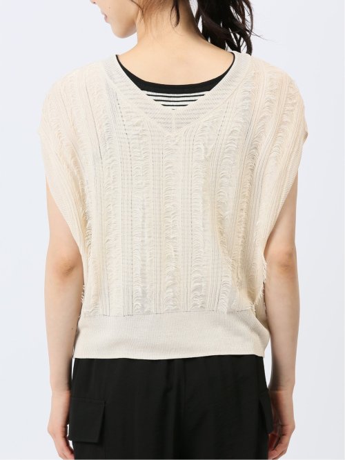 ハンチ/HUNCH 前後2WAY フリンジ ニットベスト