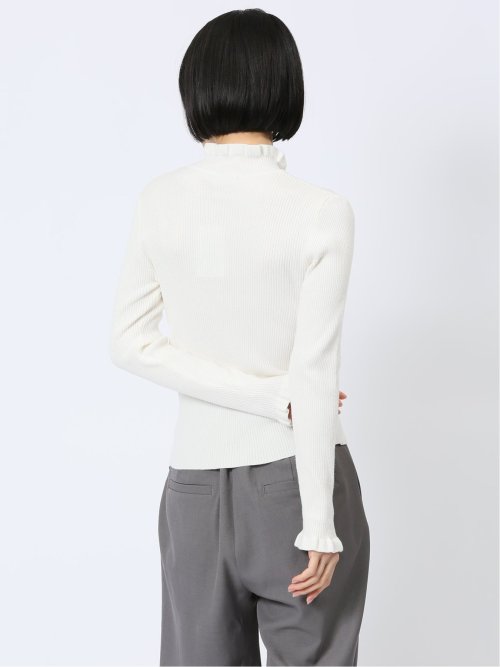 マーブルワルツ/MARBLE WALTS フリルネック リブニットプルオーバー