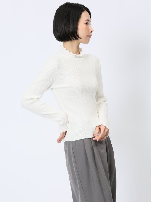 マーブルワルツ/MARBLE WALTS フリルネック リブニットプルオーバー