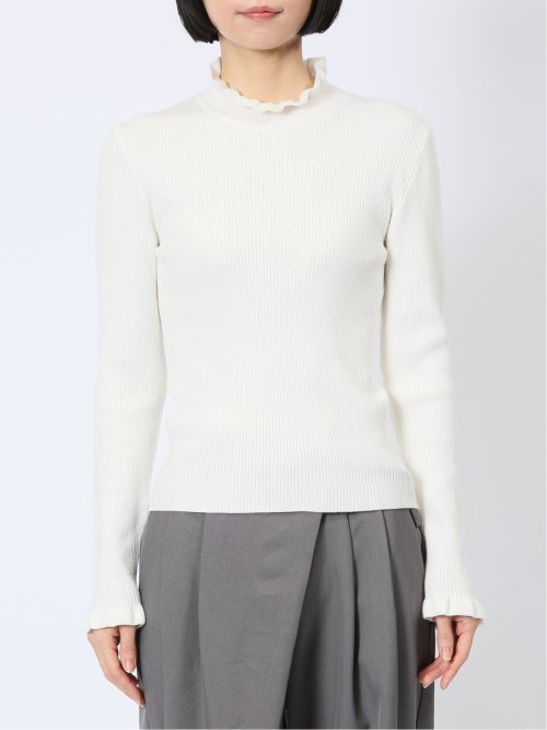 マーブルワルツ/MARBLE WALTS フリルネック リブニットプルオーバー