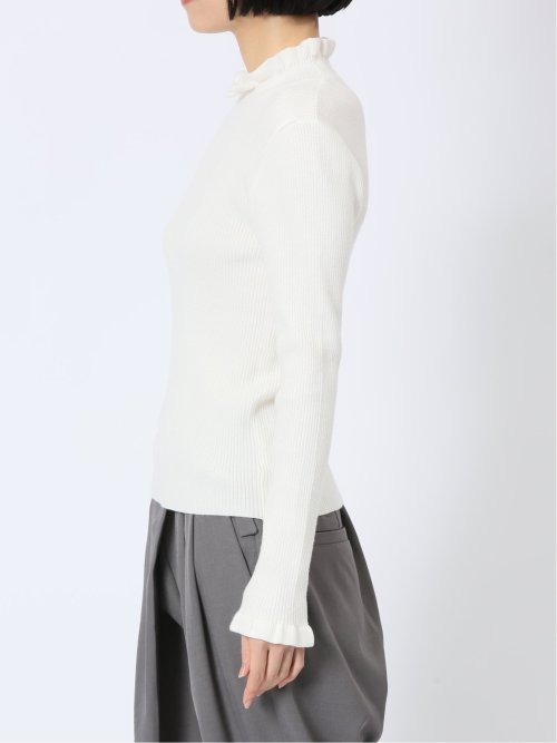 マーブルワルツ/MARBLE WALTS フリルネック リブニットプルオーバー