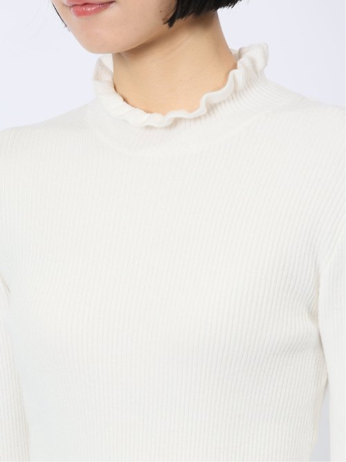 マーブルワルツ/MARBLE WALTS フリルネック リブニットプルオーバー