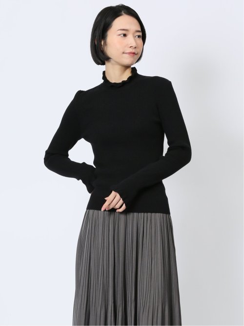 マーブルワルツ/MARBLE WALTS フリルネック リブニットプルオーバー