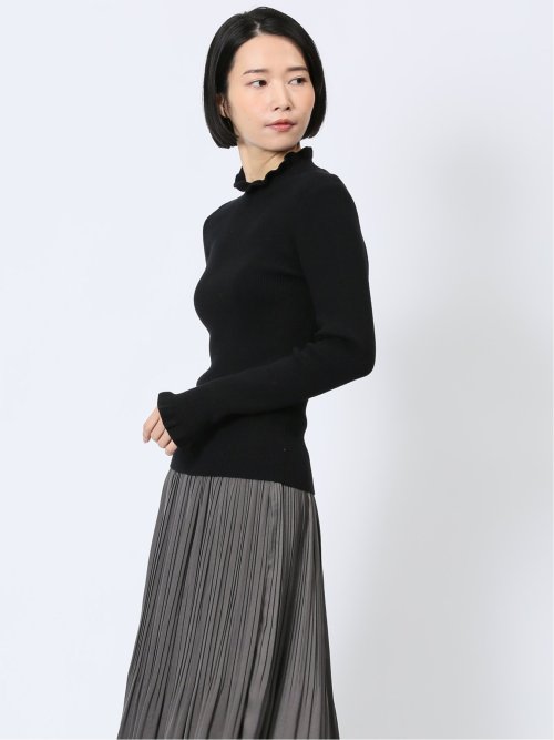 マーブルワルツ/MARBLE WALTS フリルネック リブニットプルオーバー