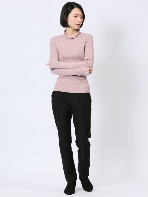 マーブルワルツ/MARBLE WALTS フリルネック リブニットプルオーバー