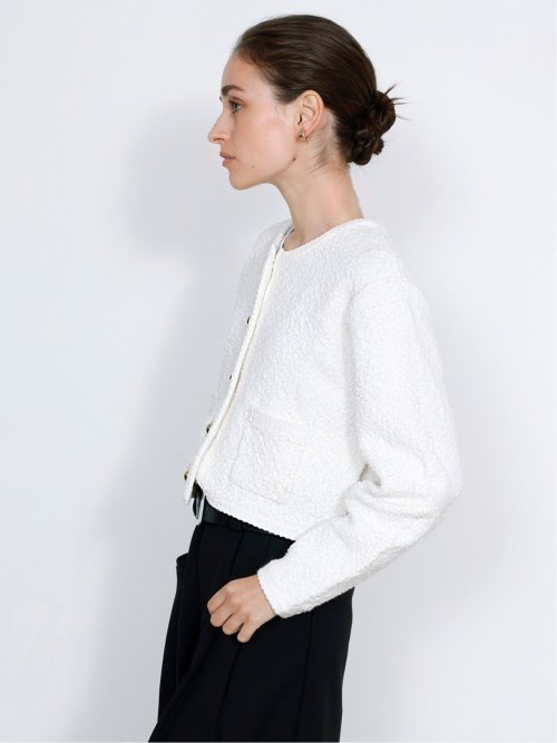 ドロー/DRAW ツイード調 ショート丈 ニットカーディガン