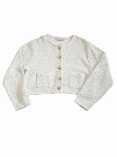 ドロー/DRAW ツイード調 ショート丈 ニットカーディガン