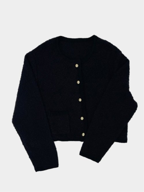 ドロー/DRAW ツイード調 ショート丈 ニットカーディガン