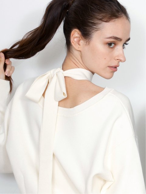 ドロー/DRAW チョーカー風リボン クルーニット