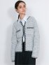 Contrast Trim Cardigan / ツイード風ニットカーディガン（バイカラーステッチ）