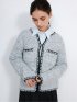 Contrast Trim Cardigan / ツイード風ニットカーディガン（バイカラーステッチ）