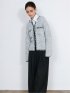 Contrast Trim Cardigan / ツイード風ニットカーディガン（バイカラーステッチ）