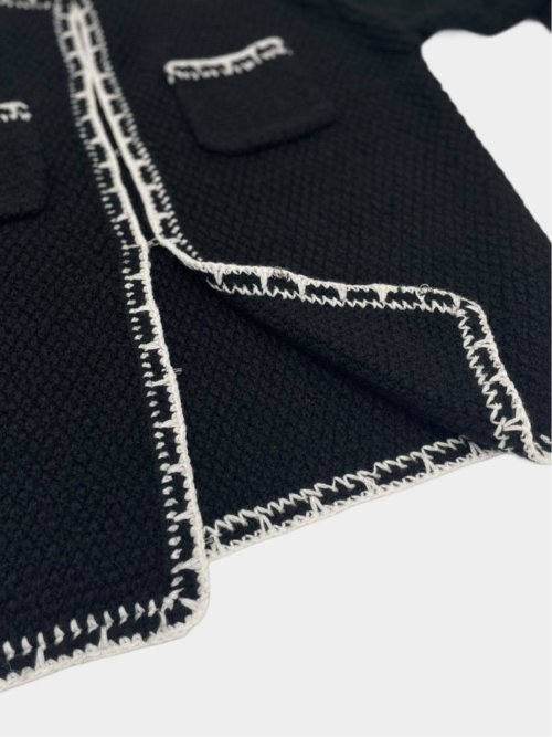 ドロー/DRAW ツイード調 ホック式 ニットカーディガン