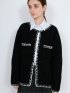 Contrast Trim Cardigan / ツイード風ニットカーディガン（バイカラーステッチ）