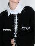 Contrast Trim Cardigan / ツイード風ニットカーディガン（バイカラーステッチ）