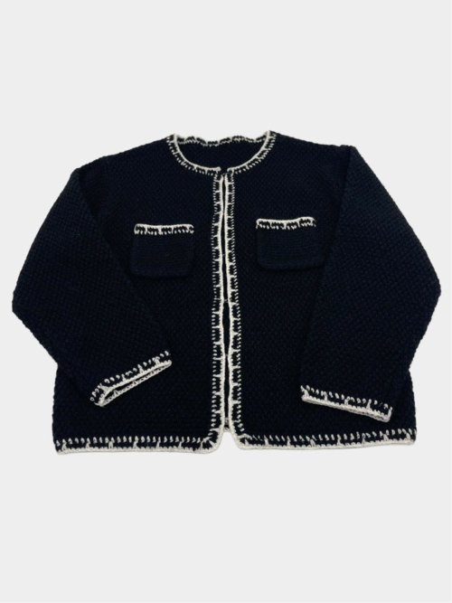 ドロー/DRAW ツイード調 ホック式 ニットカーディガン