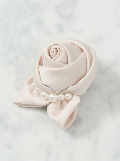 サテンパールローズ コサージュ
