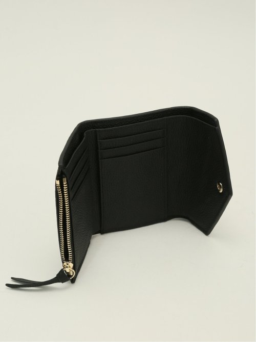 牛革 くるみボタン三つ折り 財布