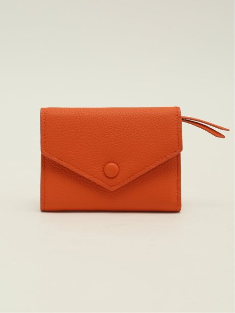 牛革 くるみボタン三つ折り 財布