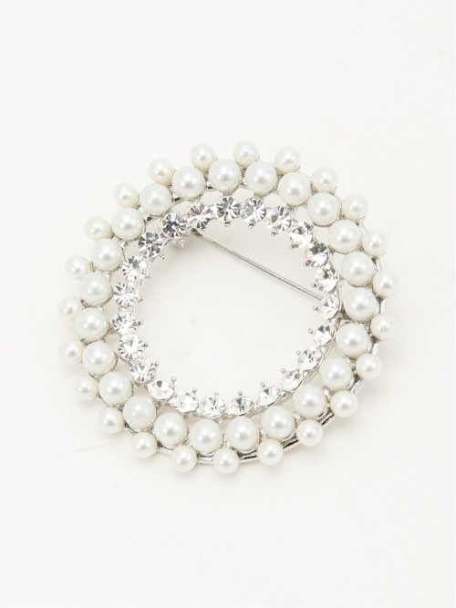 パール×ラインストーン ブローチ