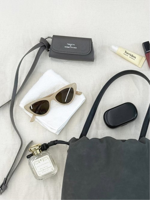 ドロー/DRAW ネックストラップ付 リップバッグ キップスキン調