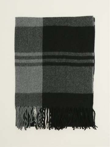 ハンドウォッシャブル チェック柄 大判ストール