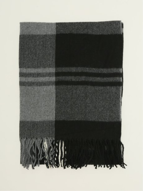 ハンドウォッシャブル チェック柄 大判ストール